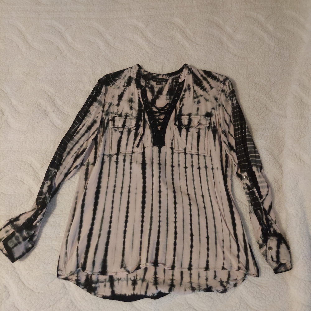 Rock & Republic Monochrome Tie-Dye Blouse